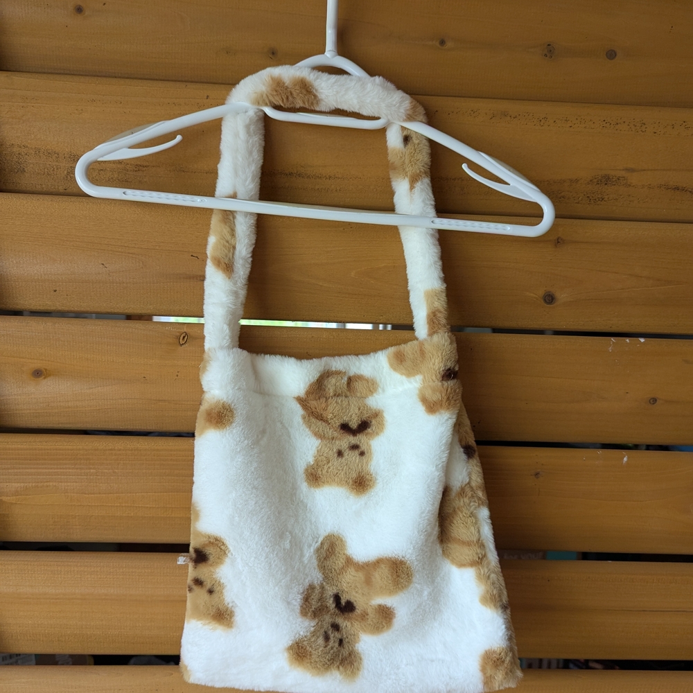 Cute Teddy Bear Plush Tote Bag